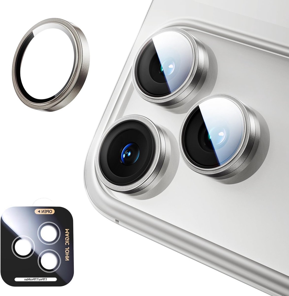 Camera Lens Bescherming voor iPhone 2025, Ultra HD 9H Gehard Glas met Metalen Ring, Grijs, Schokbestendig en Krasbestendig