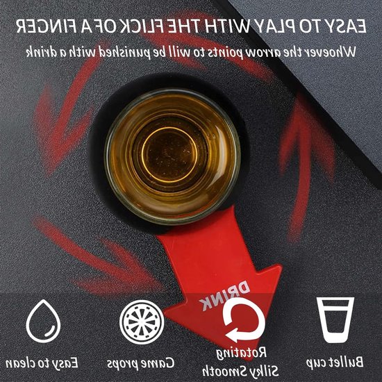 Spin The Shot Drinkspel met Shotglas en Flessen Spinner voor een Leuk Feest, Drankspel voor Volwassenen, Verjaardag en Borrel — afbeelding 2