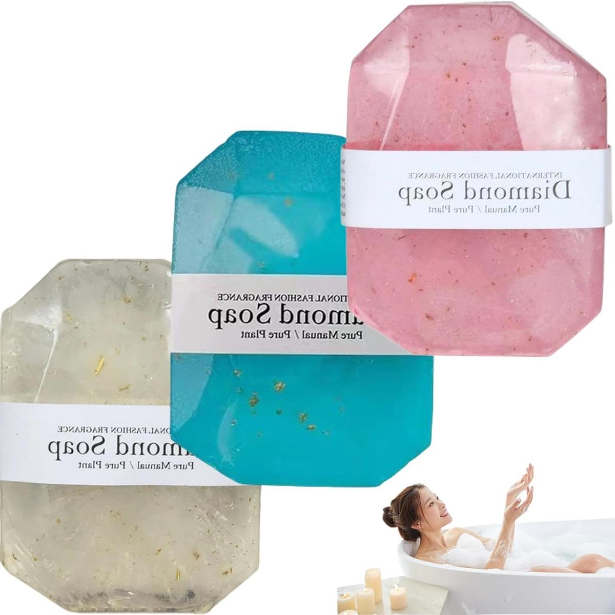 Badzeep Set - Edelsteen Zeep - Luxe Reiniging - Plantaardige Ingrediënten - 3 Stuks - Goudkleurig