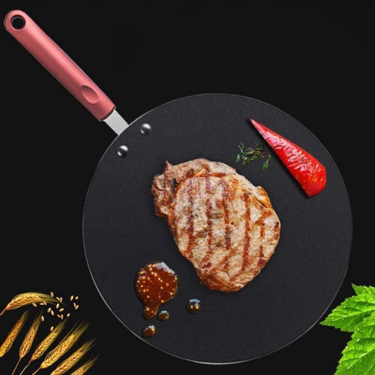 Pannenkoek pannenkoeken koekenpan antiaanbaklaag voor biefstuk eieren, platte Tawa, huishouden pannenkoek fruit gereedschap, inductie onverenigbaar-verdikking (kleur: normaal, maat: 32 cm)