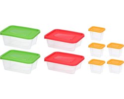 Alpina 18-piece storage containers, 4 x 1.7 l/4 x 2.3 l/10 x 0.25 l, microwave, freezer and dishwasher, storage containers, space saving, stackable, BPA-free