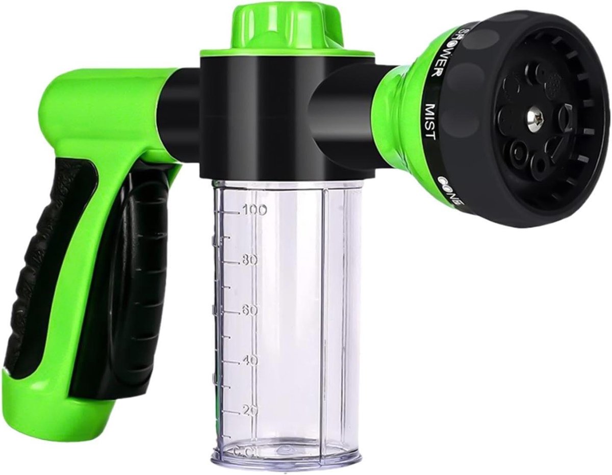 Schuim Kanon - Hogedruk Opzetstuk - Auto Wassen - Verstelbare Spray - 100 ml - Groen Geel