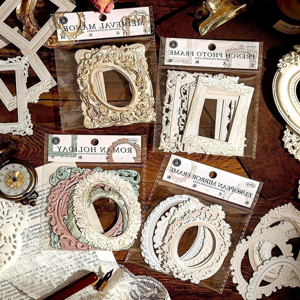 40 Vellen Kantlijst, Vintage Hollow Embossing, Scrapbook Accessoires voor DIY Kunst, Foto Frames, Dagboeken en Notitieboeken