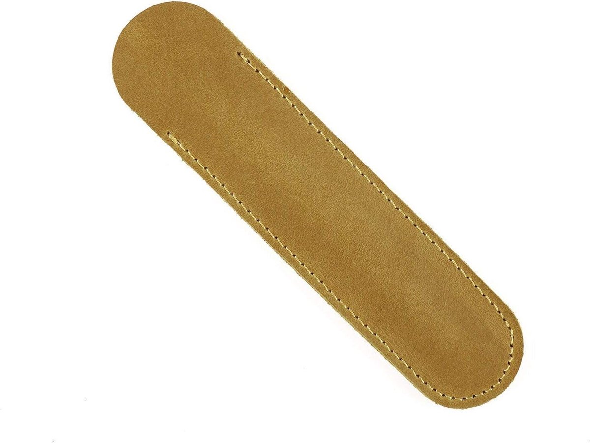 Handgemaakte Leren Pennenhouder voor Vulpennen - Zachte Beschermcase voor Pennen, 1 Stuk (15cm x 3.5cm, Khaki) - Perfect voor School en Kantoor