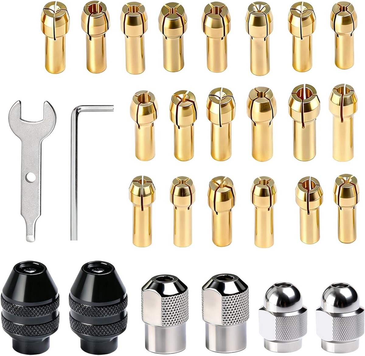 Spantang Set - Boorhouder Accessoires - Precisie Werk - 28 Delig Koper - 0.5 tot 3.2 mm
