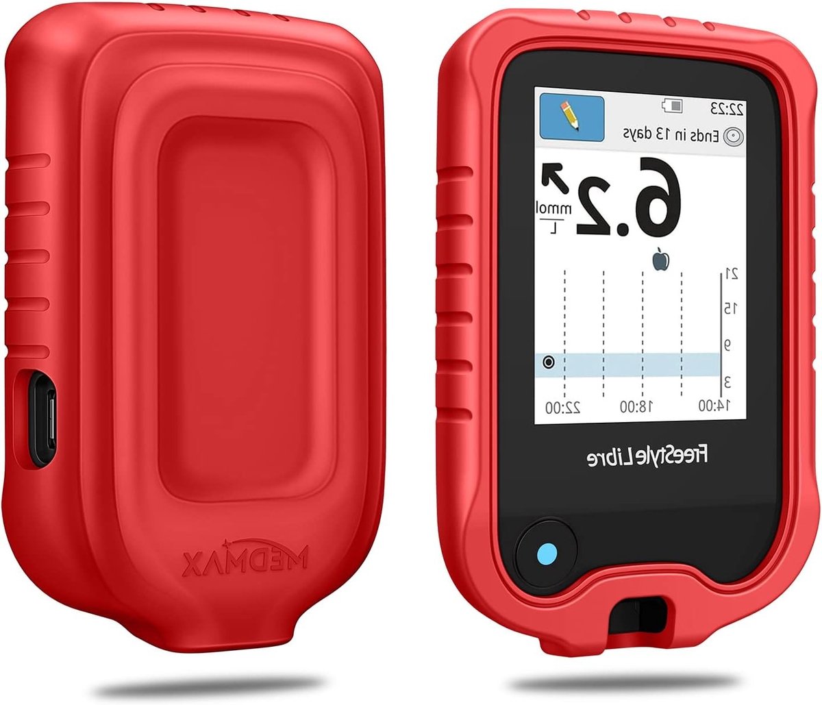 Beschermhoes voor Freestyle Libre 3/2 en Libre Reader - Schokbestendig, Antislip Siliconen Cover met Verhoogde Rand, Rood