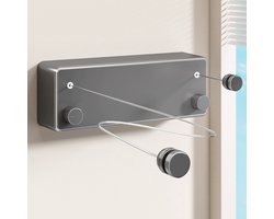 waslijn uittrekbaar - Waslijn - waslijndraad met stalen kern - Rolwaslijn - Ruimtebesparende waslijn - Lengte 4,2 m - 24*8,7*5,6 cm - Antracietgrijs - Roestvrij staal