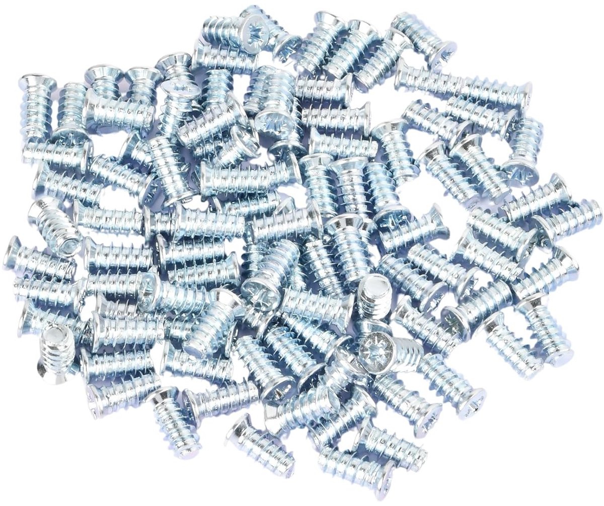 Set van 100 universele schroeven met verzonken kop 6.3 x 13 mm, carbonstalen meubelschroeven voor lades, meubels en scharnieren