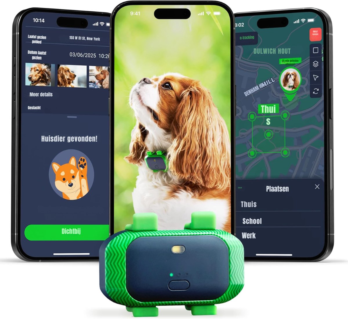 RUX® GPS Tracker kat - GPS Tracker - GPS Trackers - Zwart/Groen - 12cm x 11cm x 6cm