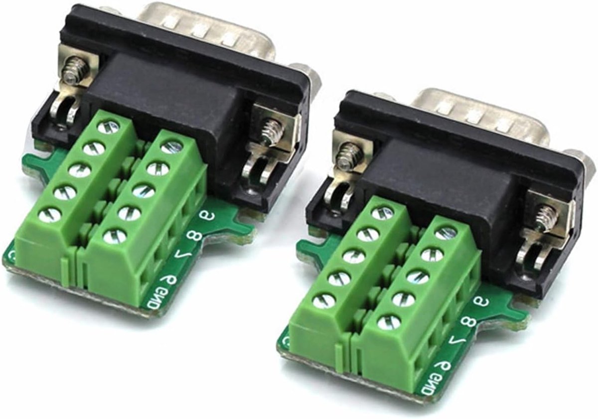 RS232 DB9 9-pins terminal block adapter voor 3-positie aansluitingen, Male Connector