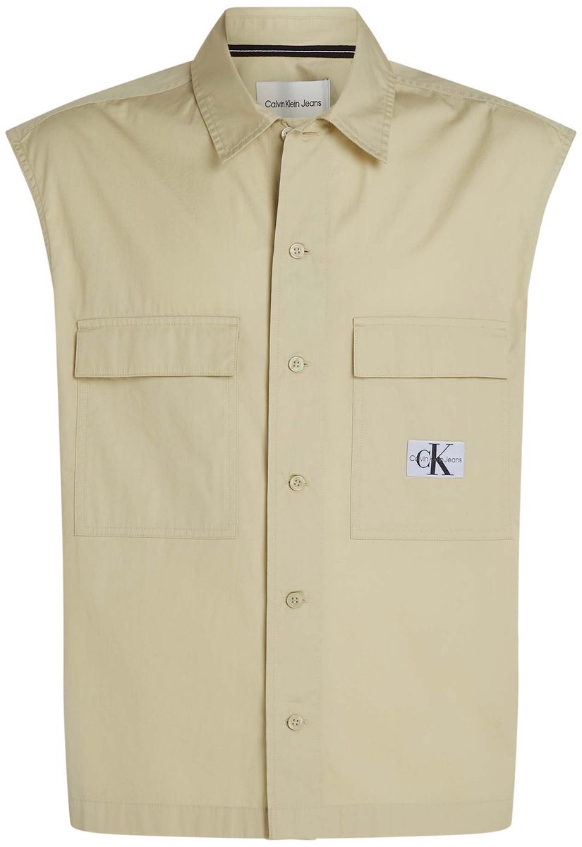 Ck Jeans Blouse Mouwloze Poplin Blouse Fashion Wear Volwassen Beige