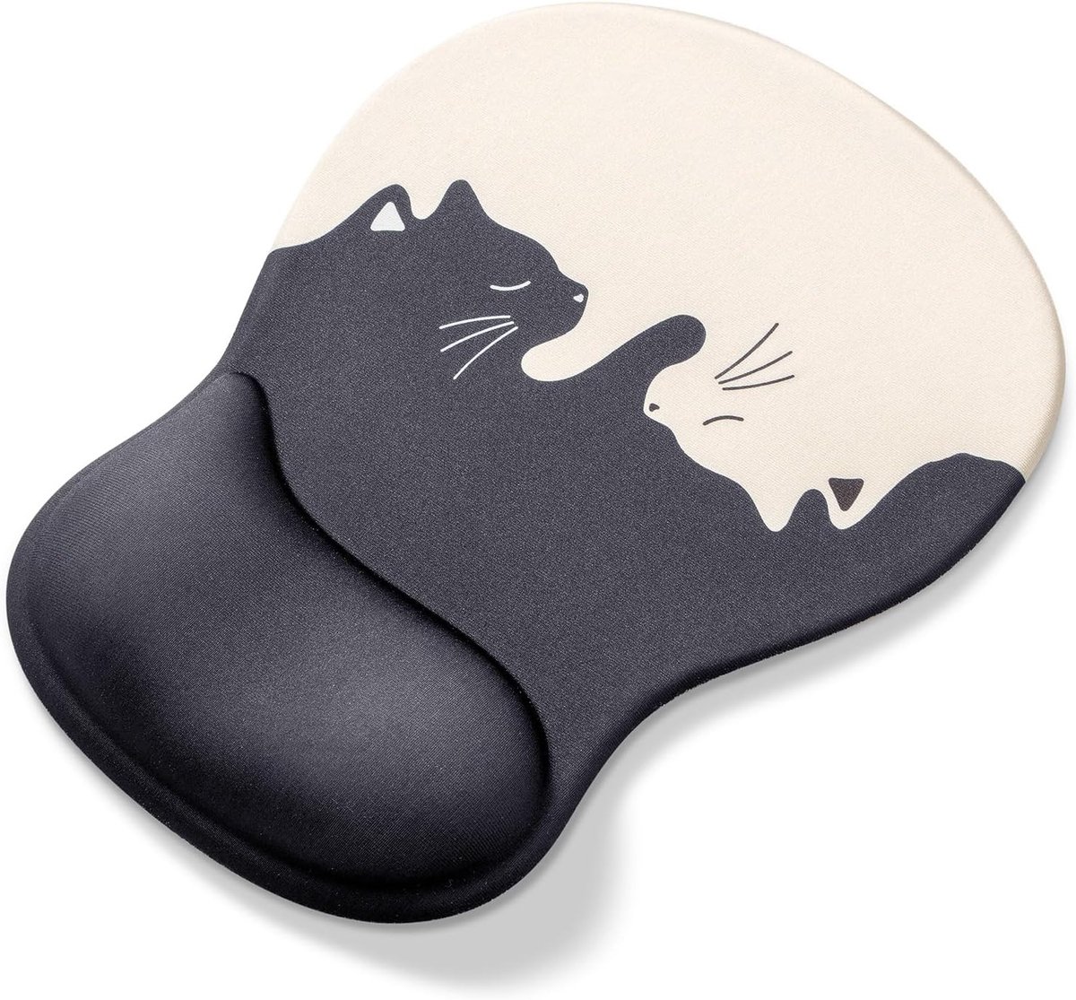 Ergonomische Muismat met Palmsteun en Kattenmotief, Gelkussen en Polssteun voor Kantoorgebruik