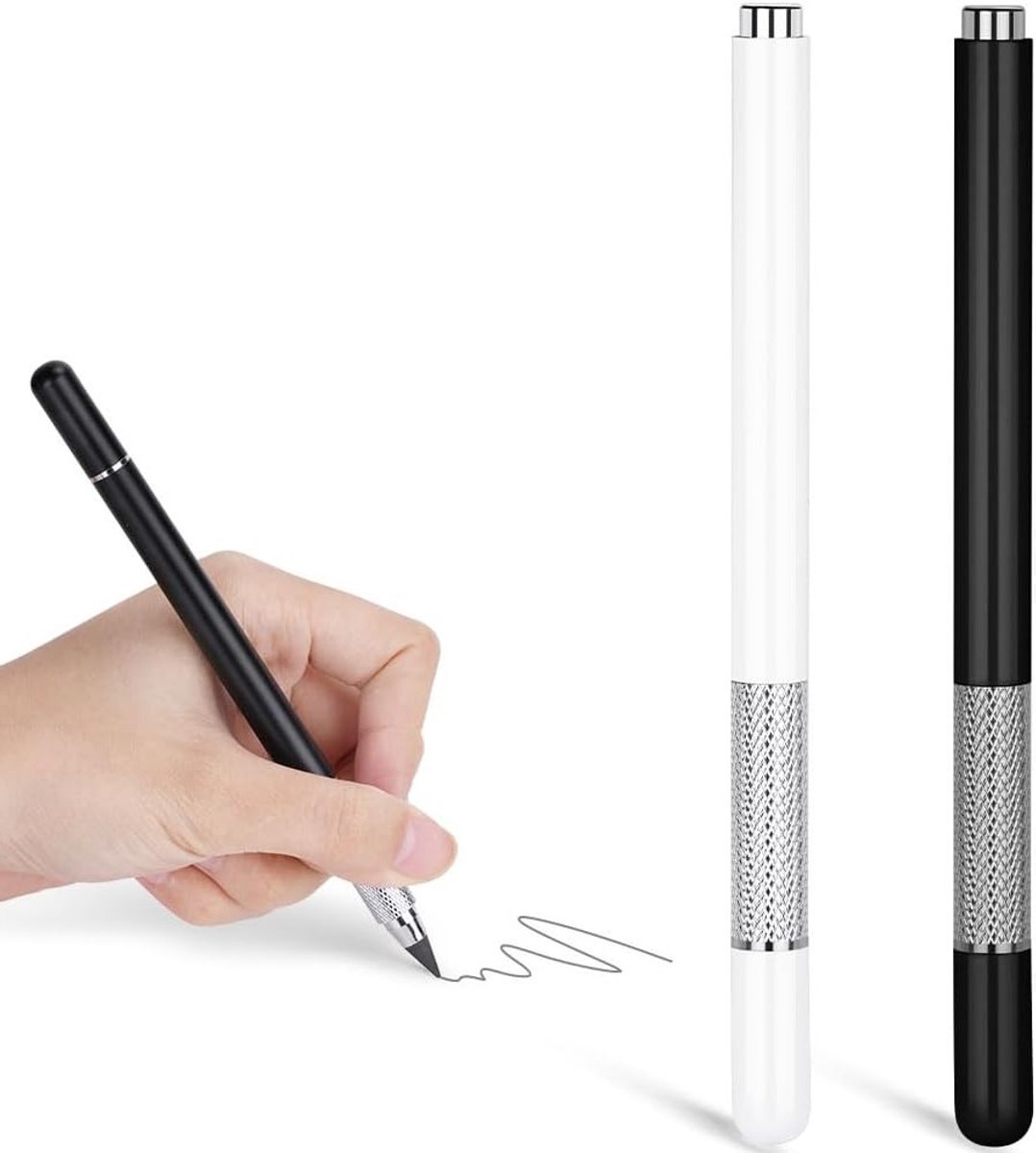 2 Stuks Metalen Inktloze Potlood, Oneindig Herbruikbare Aluminium Pen met Vervangbare Nib voor Schrijven en Tekenen, Ideaal voor Studenten en Thuiswerk