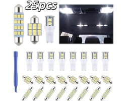 25-delige LED-combinatieset voor auto's - Helder wit licht - Vervanging van autoverlichting - Interieurverlichtingsset - 1 × 4,09 cm - Geschikt voor auto-interieurverlichting - Wit