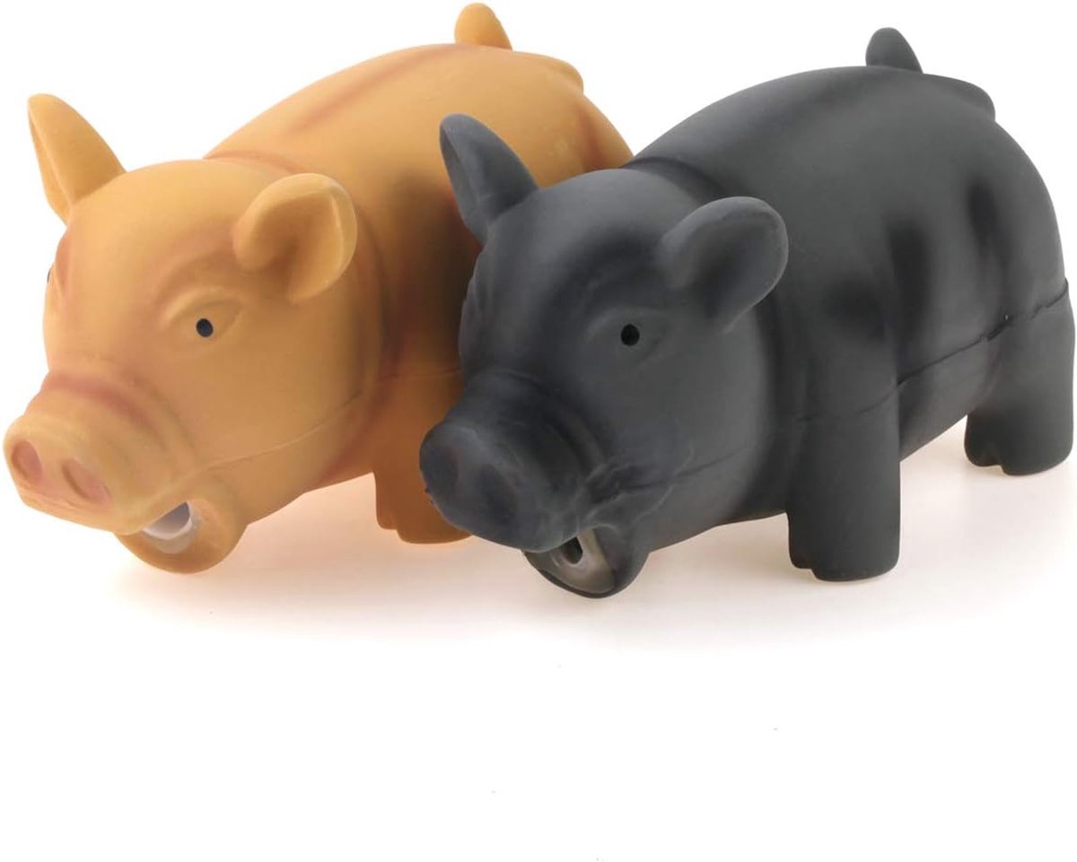 JeiibrZui 2 Stuks 16,5 Cm Kuitschend Hondenspeelgoed - Latex Varken Met Geluid - Interactief Kauwspeeltje Voor Puppy's En Middelgrote Honden - Duurzaam PP-Katoen Gevuld - Ideaal Voor Training En Speelplezier