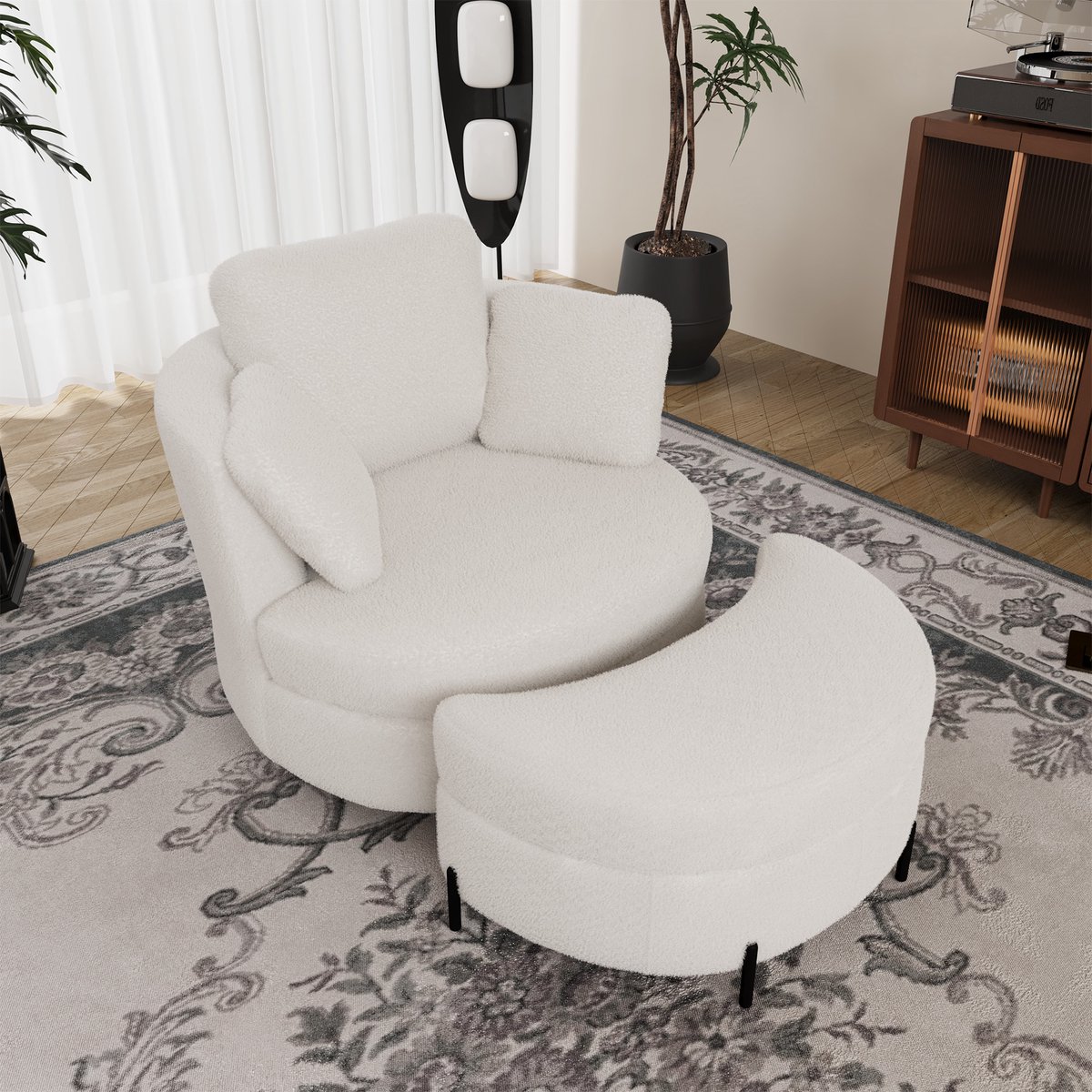 MIVRAY Draaifauteuil - XXL Loungestoel Met 360 Graden Draaivoet En Kussens - Voor Woonkame