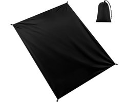 Tentgrondzeil - Waterdicht Zeil Voor Onder De Tent - Dubbele Waterbescherming En Scheurvast - Lichtgewicht Draagbaar Met Opbergtas - 220x150 Cm 210t Polyester Zwart - 1 Stuk Footprint Inclusief Tas - Geschikt Voor Kamperen Wandelen En Picknicken