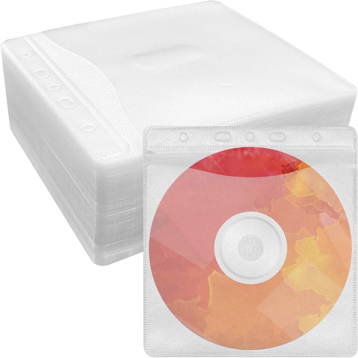 Pack van 100 CD/DVD hoezen, dubbelzijdige plastic transparante hoes voor CD-opslag, geschikt voor lege CD's en DVD's
