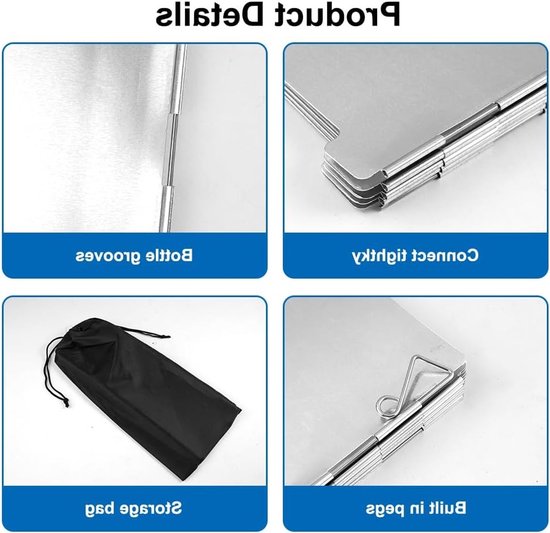 Opvouwbare Aluminium Windscherm voor Campingfornuis, Lichtgewicht en Compact met Opbergtas, Ideaal voor Buitenactiviteiten en Gasfornuizen van Merkloos — afbeelding 2