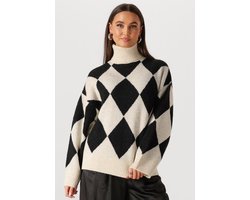 EDITED Lahela Jumper Jacquard Truien & vesten Dames - Sweater - Hoodie - Vest- Zwart - Maat 34
