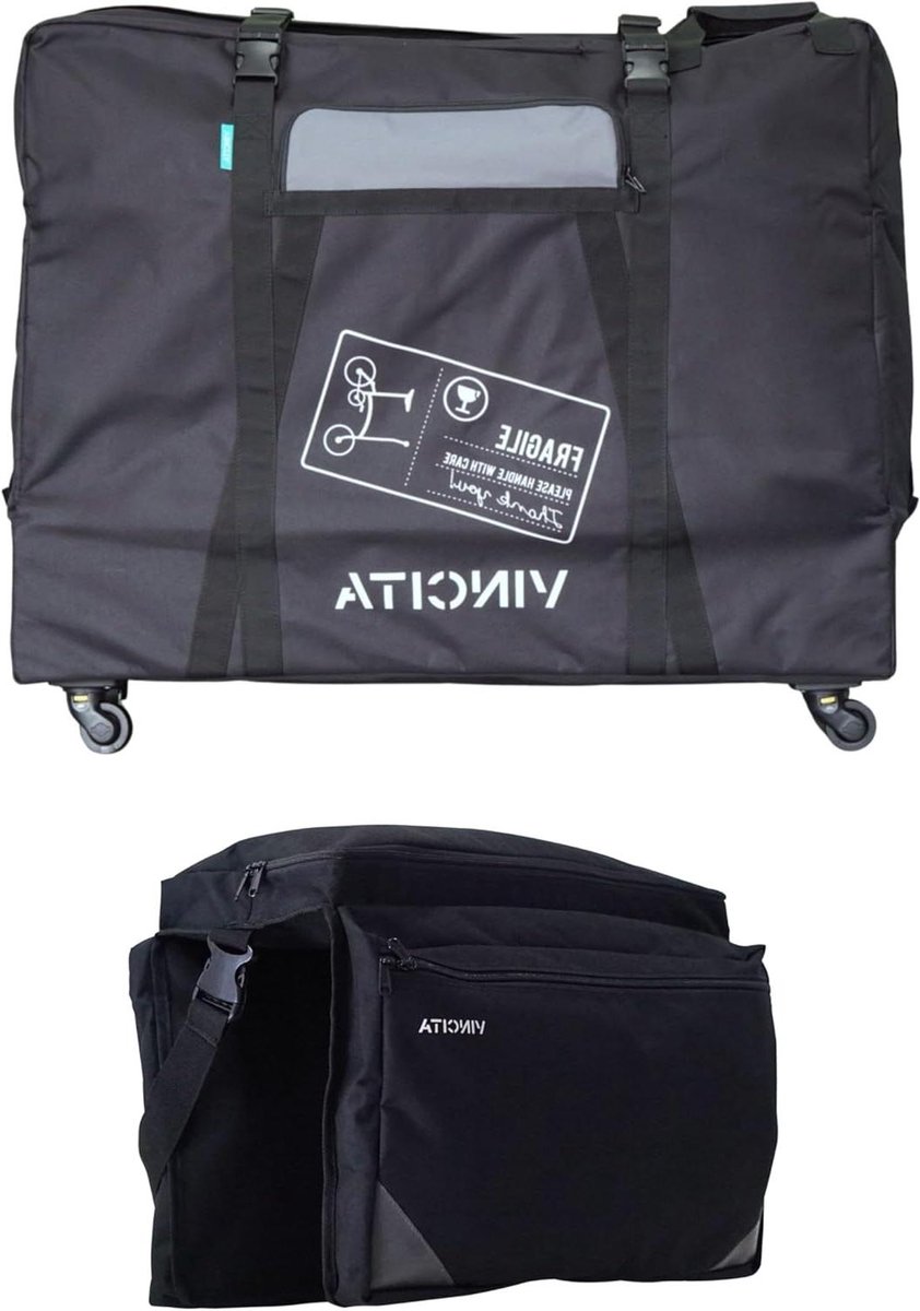 Transporttas Vouwfiets - Reistas Fiets - Fiets Vervoeren - Met 4 Wielen - Voor 20 Inch - Zwart