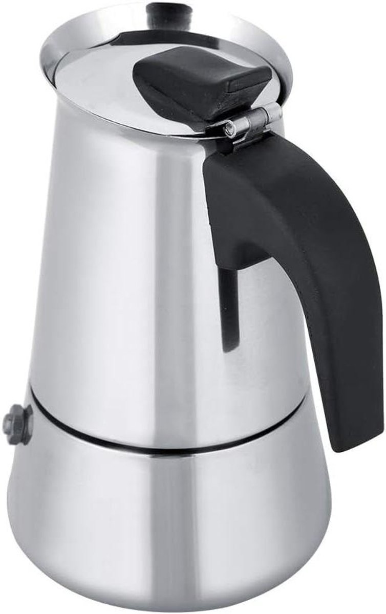 Koffiepot Moka - Espresso Maker - Thuis Koffie Zetten - Hittebestendig Handvat - 450 ml - Zilver