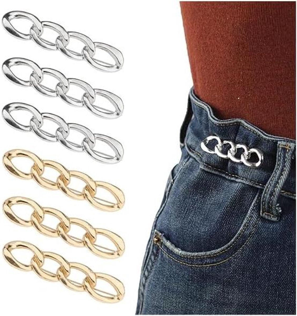 Verstelbare Tailleclips - Broek Clips - Kleding Aanpassen - 6 Stuks Set - 10 x 7 x 1.5 cm