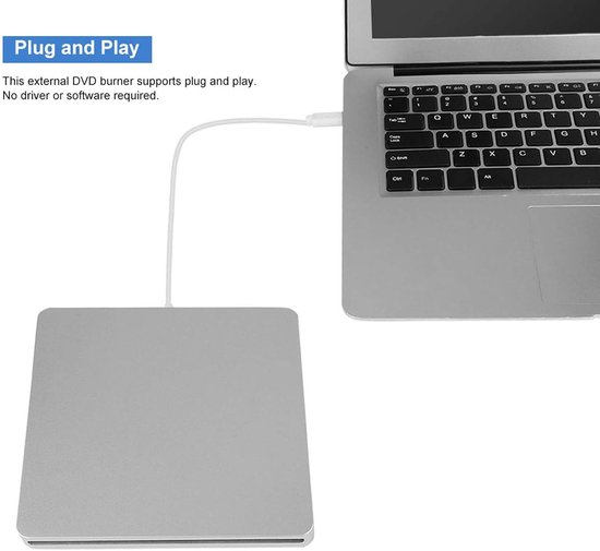 Externe DVD Brander - Draagbare Drive - Bestanden Archiveren - Stille Werking - 20 x 17 x 3 cm - Zwart — afbeelding 3