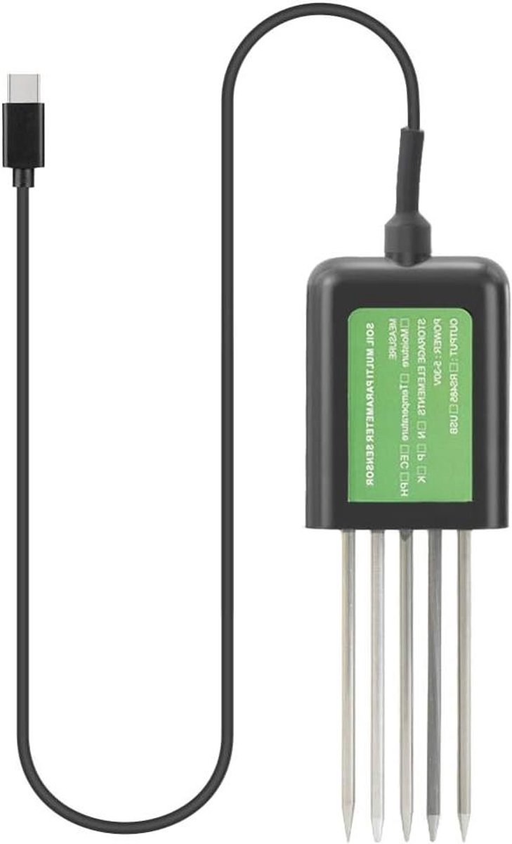 Bodem PH Meter - Vocht Tester - Planten Verzorgen - Meet Vocht Temperatuur pH - Realtime Gegevens - Zwart