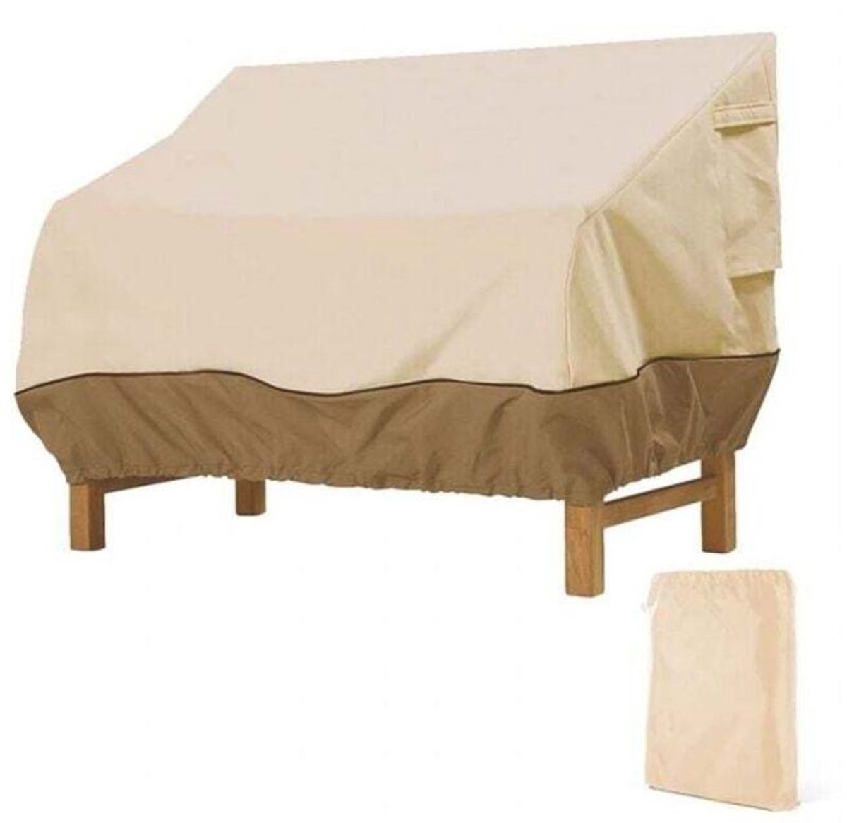 Beige bankhoes, 85×80×91,5 cm, waterdichte tuinbankhoes van Oxford-stof, buitenbankhoes, UV-bestendig en winddicht, sofahoes.