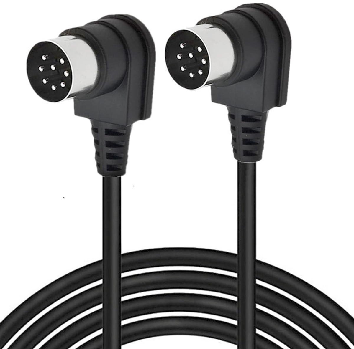Luidspreker Audiokabel - DIN Verlengsnoer - Audio Verbinding - 90 Graden Hoek - 5 Meter - Zwart