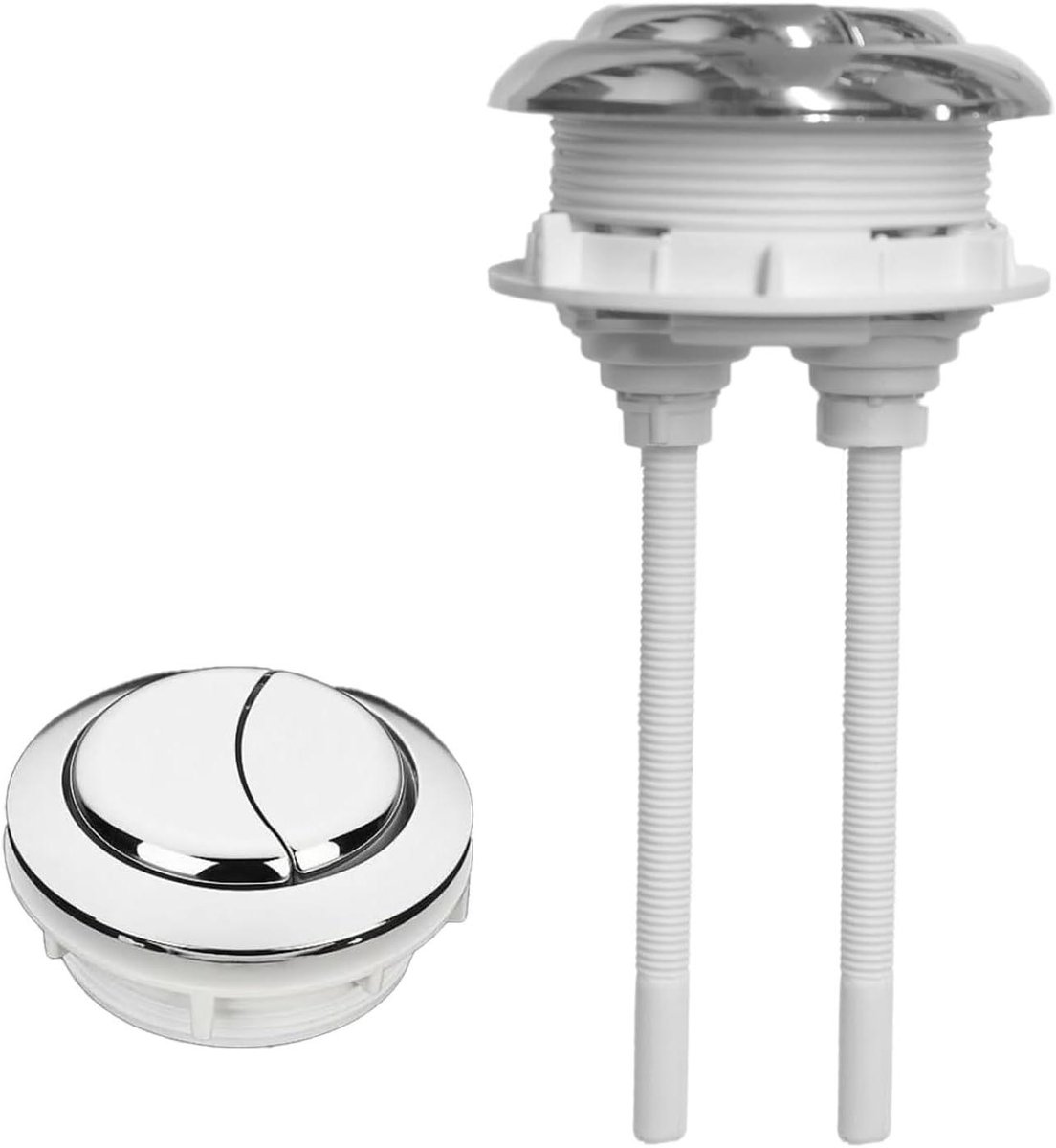 Toiletknop - Dubbele spoelknop - Toilet reparatie - Roestvrij staal veer - 58mm - Chroom