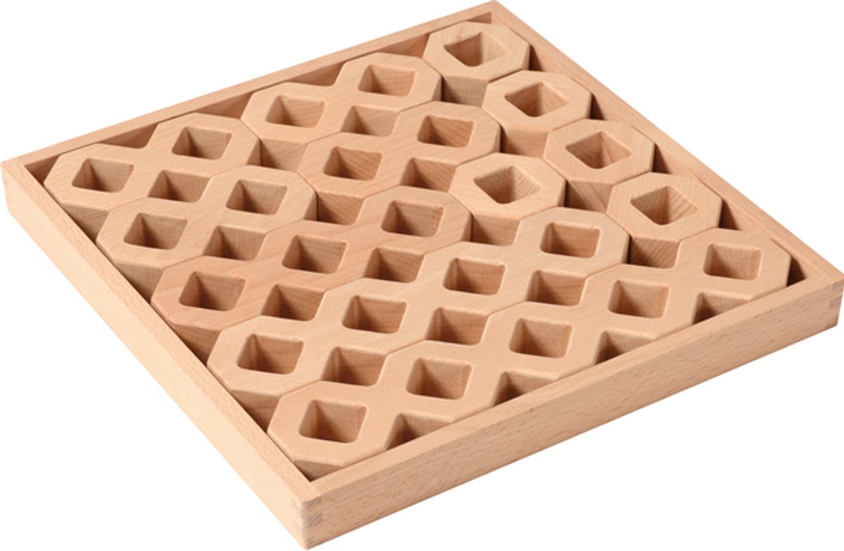 Eduplay houten constructieset honingraat bouwspeelgoed multicolor.
