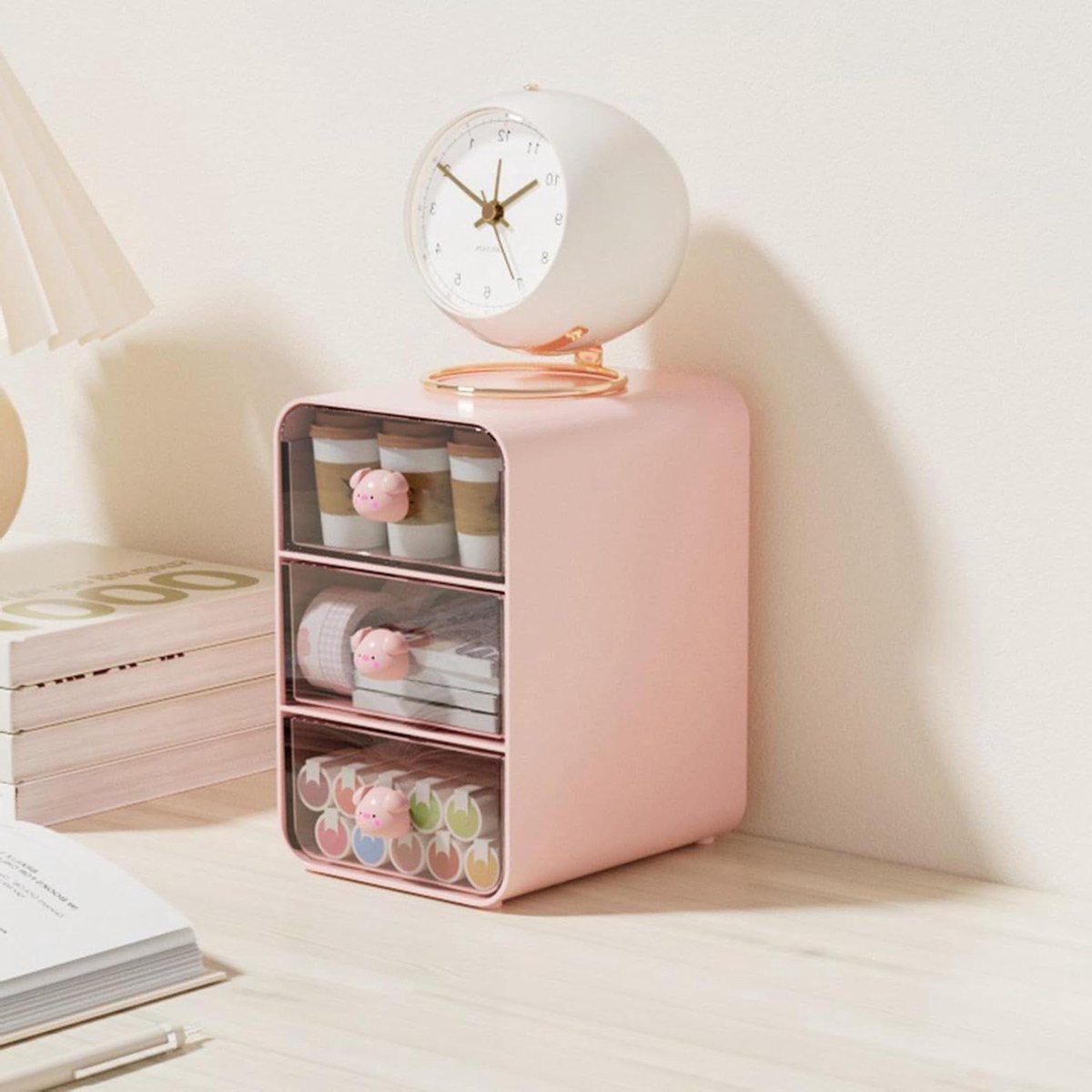 Cosmetica Opbergdoos - Make-up Organizer - Bureau Organiseren - Met 3 Laden - 17x13x11 cm - Roze