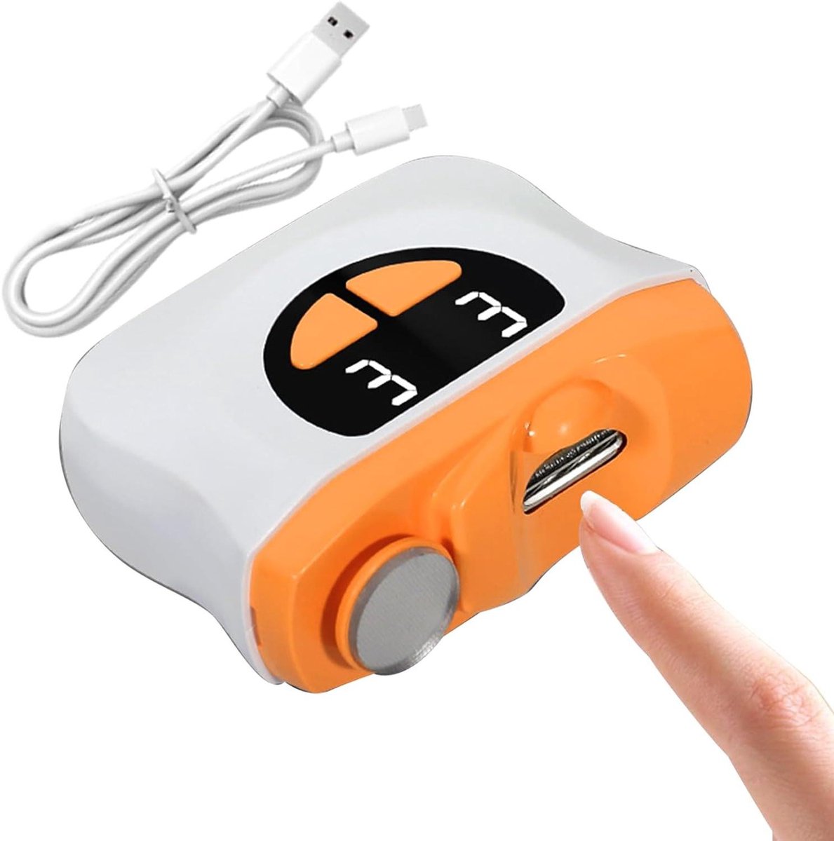 Elektrische Nagelknipper - Nagel Trimmer - Nagel Verzorging - Automatisch Knippen Buffen - 7.6x8x3.15 cm - Oranje Grijs