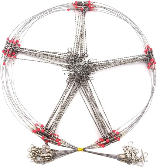 Visdraad Leader Rigs - Vislijnen Haken - Zoutwater Vissen - 7-Strengen Staaldraad - 10 Stuks - Zilver — afbeelding 4