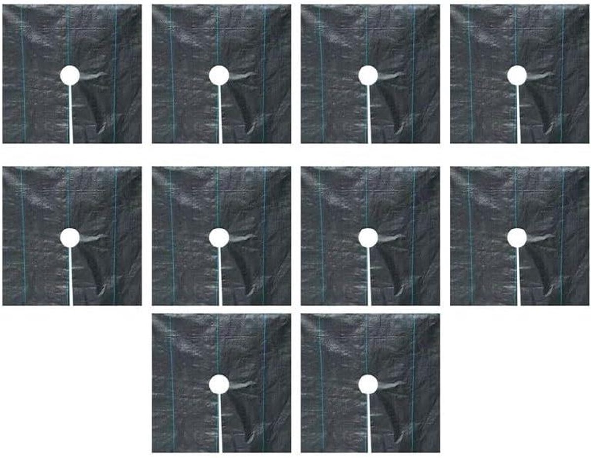 Tuingrasdoek Bodembedekker - Boom Bescherming - Planten Groei - Effectieve Onkruidonderdrukking - 10 Stuks 1m x 1m - Zwart