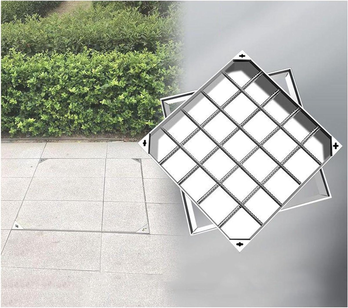 Roestvrijstalen Putdeksel - Onzichtbare Afdekking - Terrassen Afwerken - Hoog Draagvermogen - 60x60 cm - Zilver