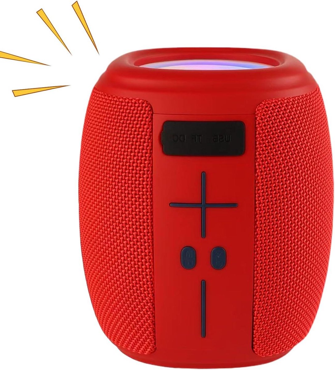Draagbare Speaker - Draadloze Audio - Feestelijke Sfeer - Dynamische RGB Verlichting - 13.7 x 11.7 x 13.7 cm - Rood