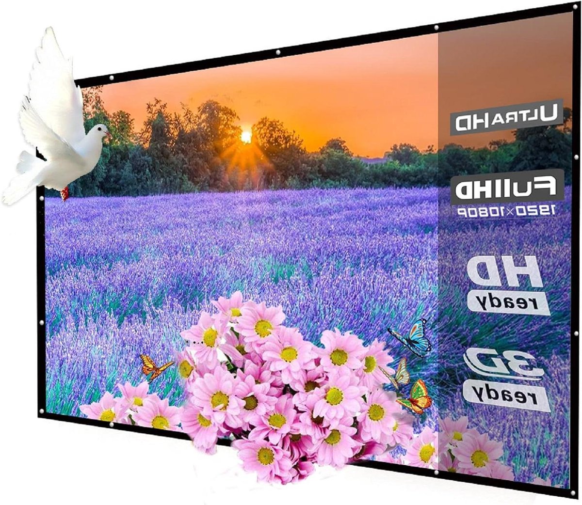 Projectorscherm Buiten - Draagbaar Filmscherm - Thuisbioscoop Films - Opvouwbaar Canvas Materiaal - 150 Inch 16:9