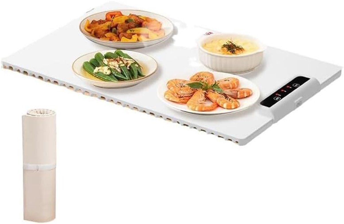 Elektrische Warmhoudplaat - Verwarmingstablet - Eten Warm Houden - Instelbare Temperatuur - 60x38 cm - Wit