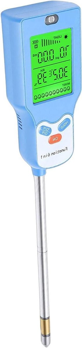 TOPINCN 6-in-1 Bodemmeter, Bodemtester voor PH-temperatuur, Vochtigheid, Lichtvruchtbaarheid met LCD-scherm met Achtergrondverlichting, voor Tuintuinkasbeplanting