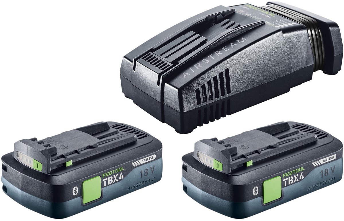 Festool Energie Set 18V 2xTBX4/SCA16 met 2x BP 18 TBX 4 C-ASI accu 18 V 4,0 Ah ( 2x 578745 ) + SCA 16 snellader ( 576953 )