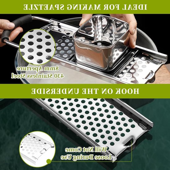 RVS Spätzle Rasp met Rubber Handvat, Ideaal voor Spätzle en Knöpfle, Vaatwasserbestendig, Keukenaccessoire voor Perfecte Pasta van Merkloos — afbeelding 2