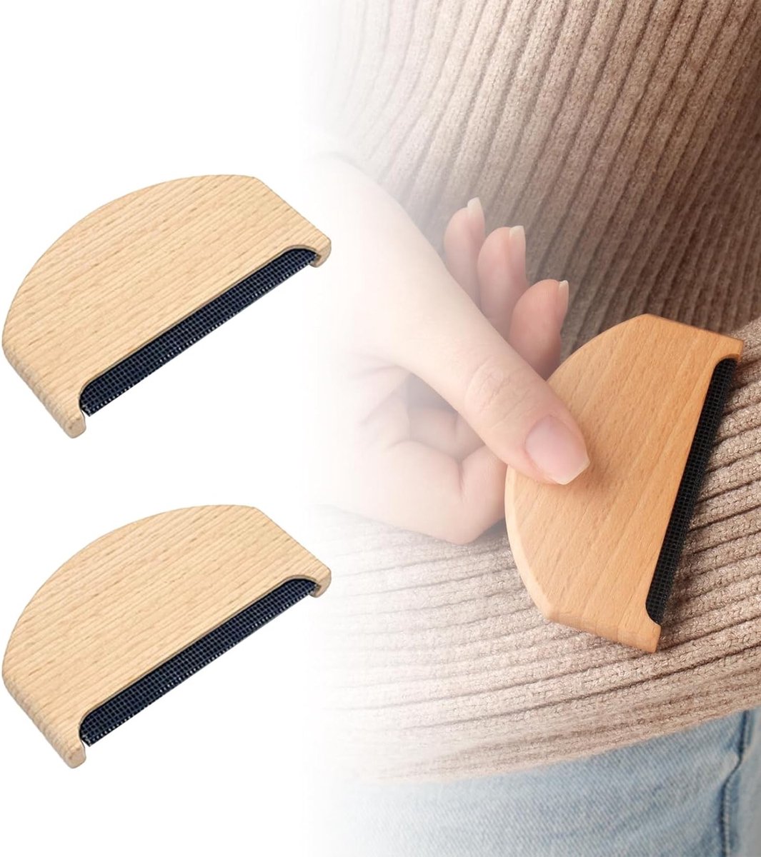 Set van 2 Beukenhouten Kammen voor Wol, Cashmere en Truien - Verwijder Pilling en Klitten met Effectieve Reinigingstools