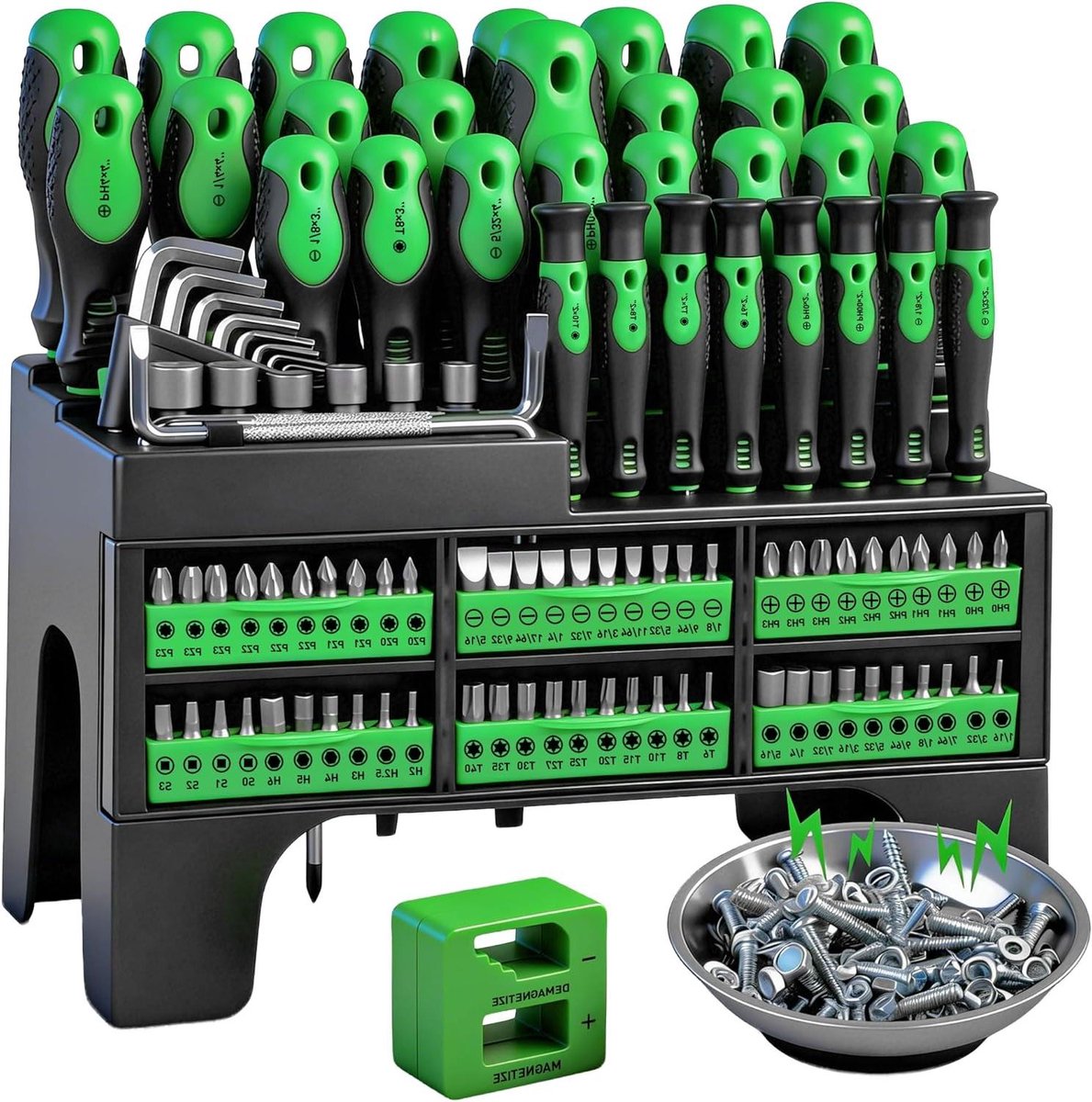 Magnetische Schroevendraaier Set - Precisie Schroevendraaiers - Klusjes Thuis Uitvoeren - Gemagnetiseerde Tips - 117 Stuks - Zwart