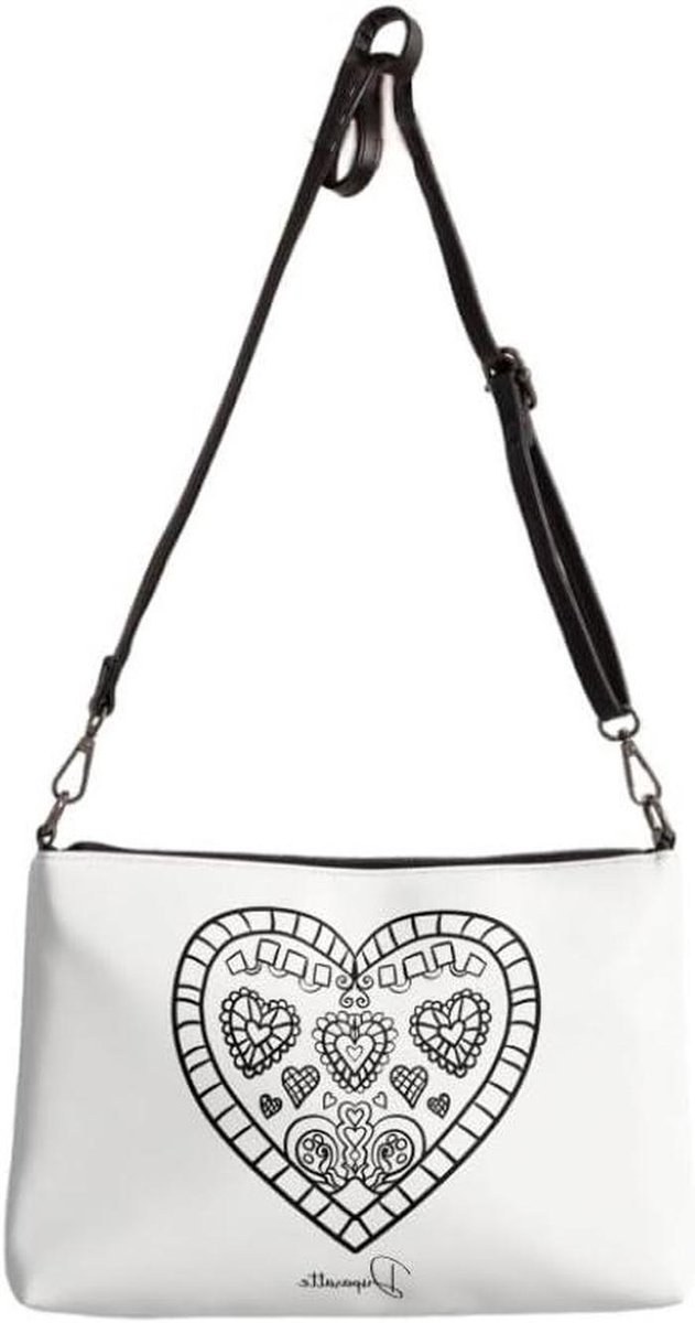 Dames Handtas - Schoudertas Hobo - Dagelijks Gebruik - Dubbele Rits - 28 x 20.3 cm - Wit