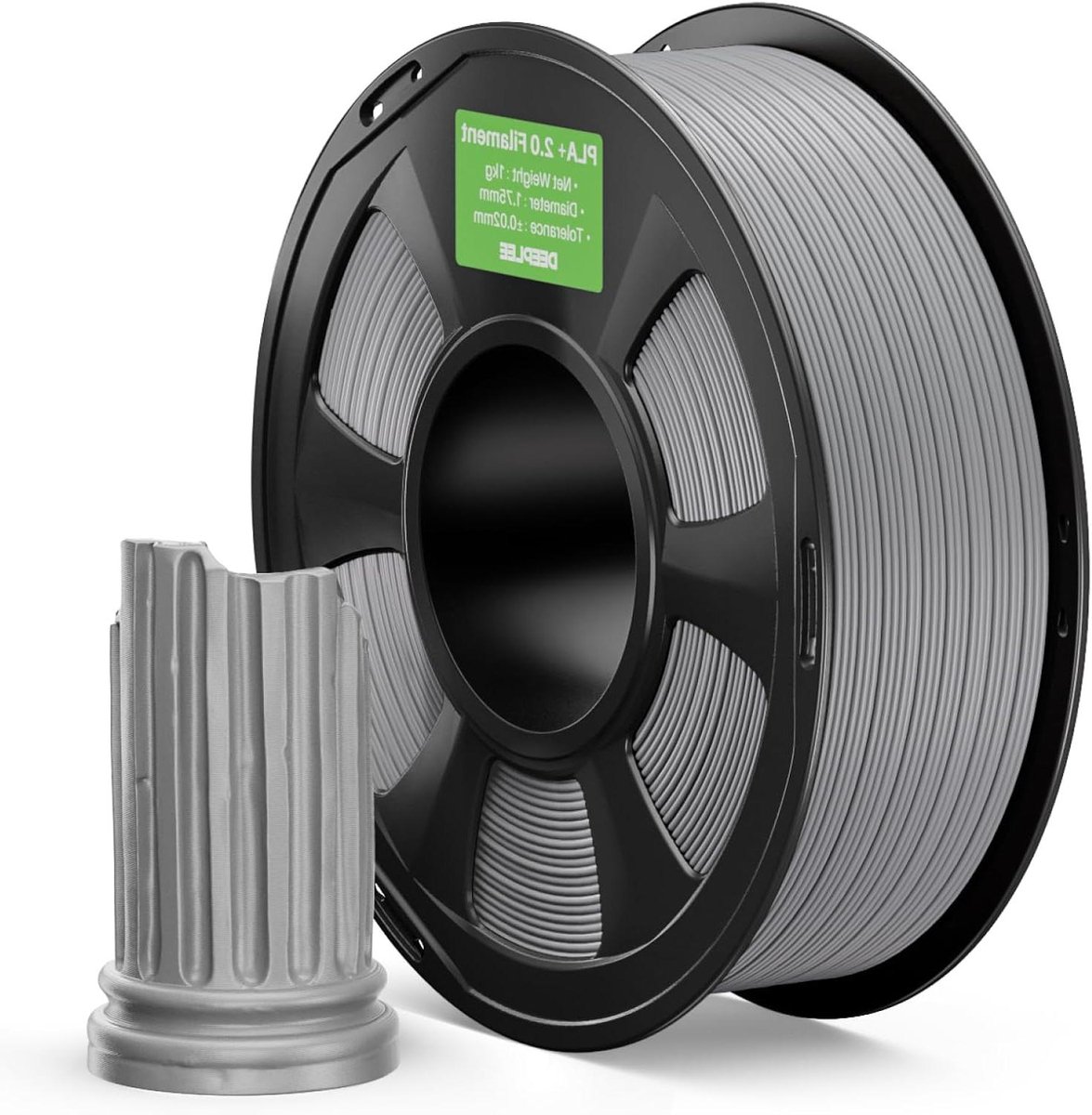 3D Printer Filament - PLA+ Draad - Hoogwaardig Printen - Verhoogde Slagvastheid - 1.75 mm 1 kg - Grijs