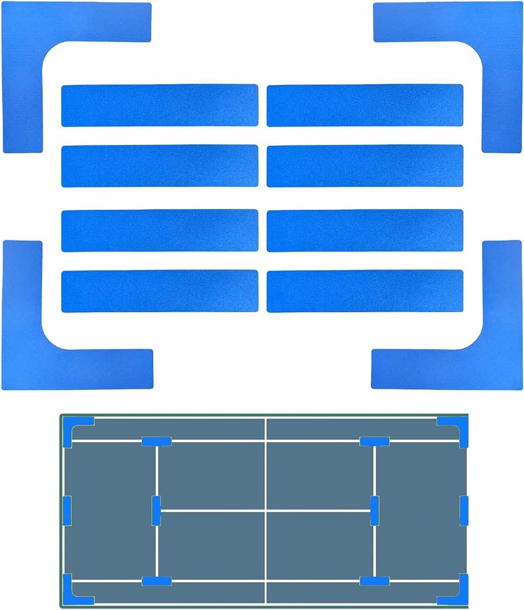 Pickleball Speelveld Markers - Sport Markeringen Set - Sportveld Markeren - Antislip Windproof PVC - 40 Stuks - Blauw