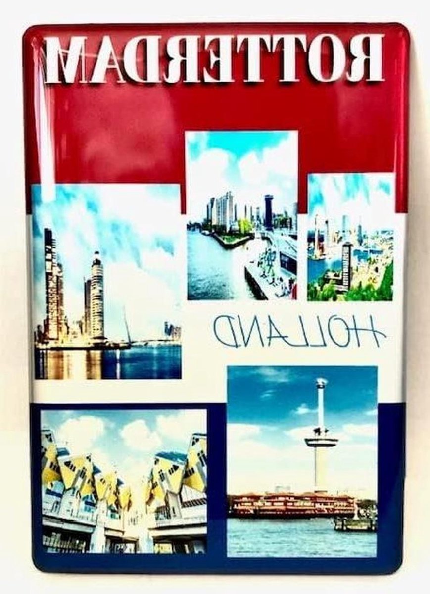 Rotterdam Magneet - Koelkastmagneet Souvenir - Decoratie Huis - Platte Magneet - 8 x 55 cm - Meerkleurig